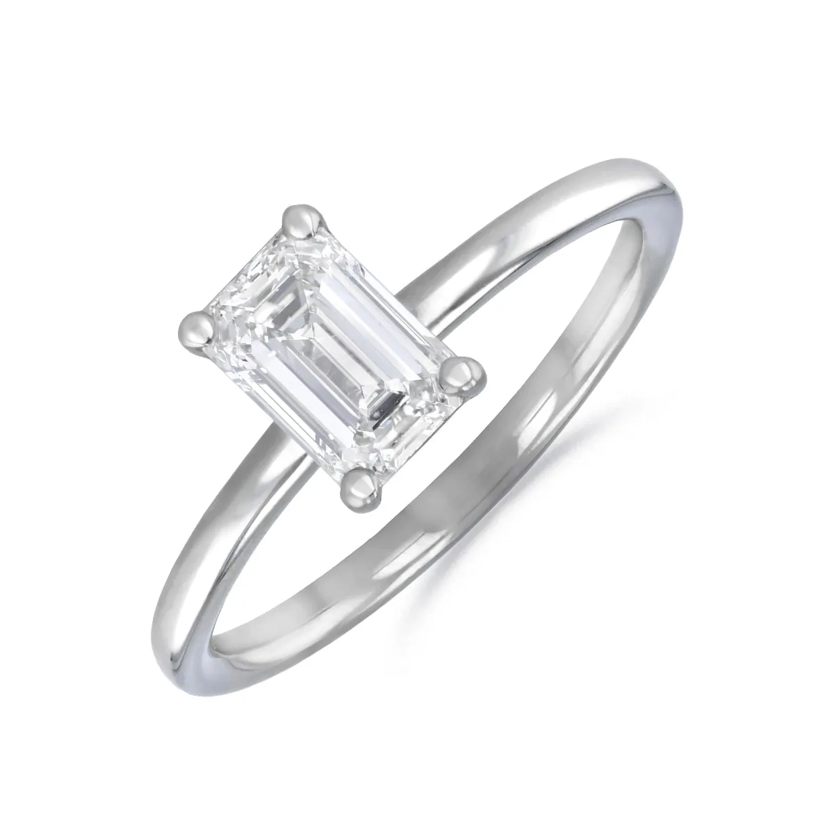 0-75ct Sofia Emerald Cut Diamond Solitaire Engagement Ring | Platinum