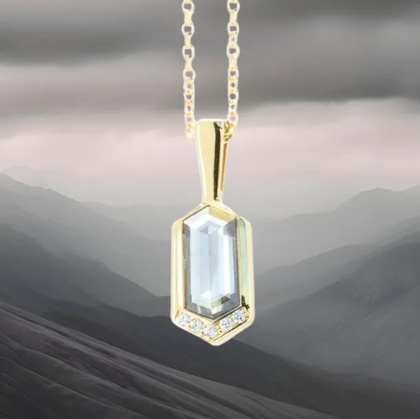 0.68ct Grey Rosecut Diamond Necklace in 14k Yellow Gold