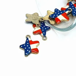 1, 4, 20 or 50 Pieces: American Flag Star Charms