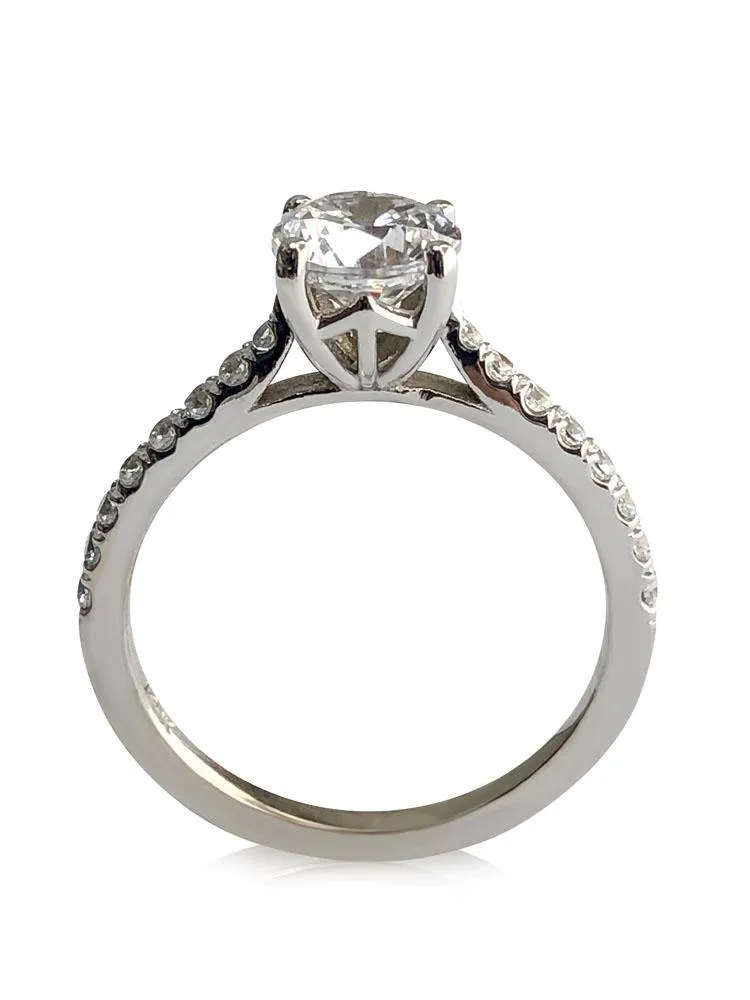 1 carat Cubic Zirconia Engagement ring with 2 MM shank 14K White gold