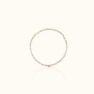 14K Solid Gold Thin Cable Link Chain Ring