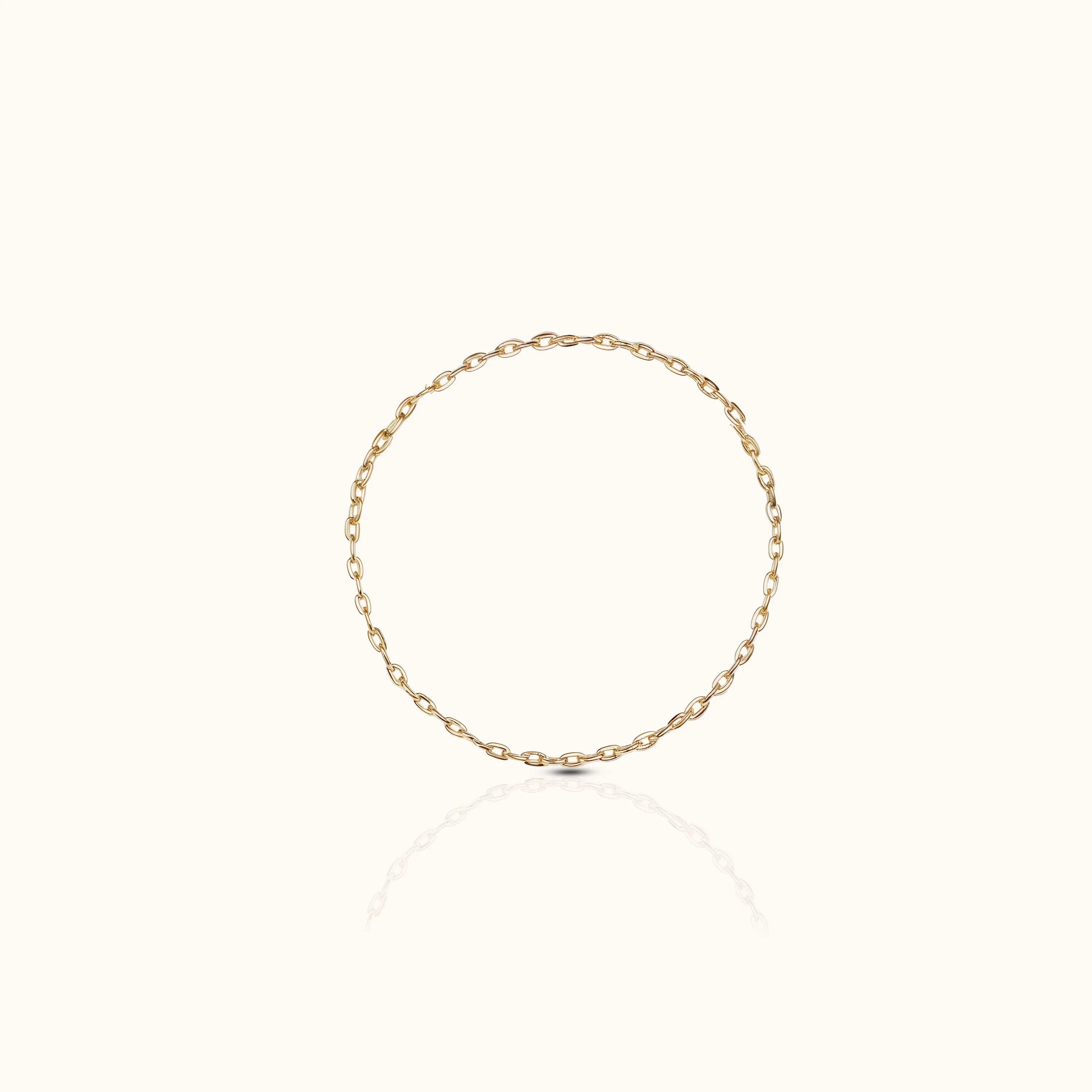 14K Solid Gold Thin Cable Link Chain Ring