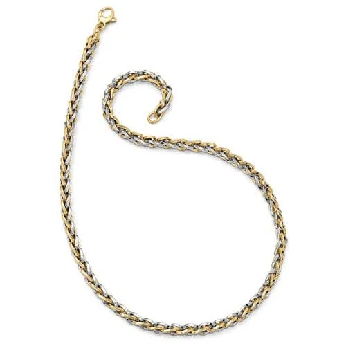 14k Two Tone Gold Fancy Link 18-Inche Necklace