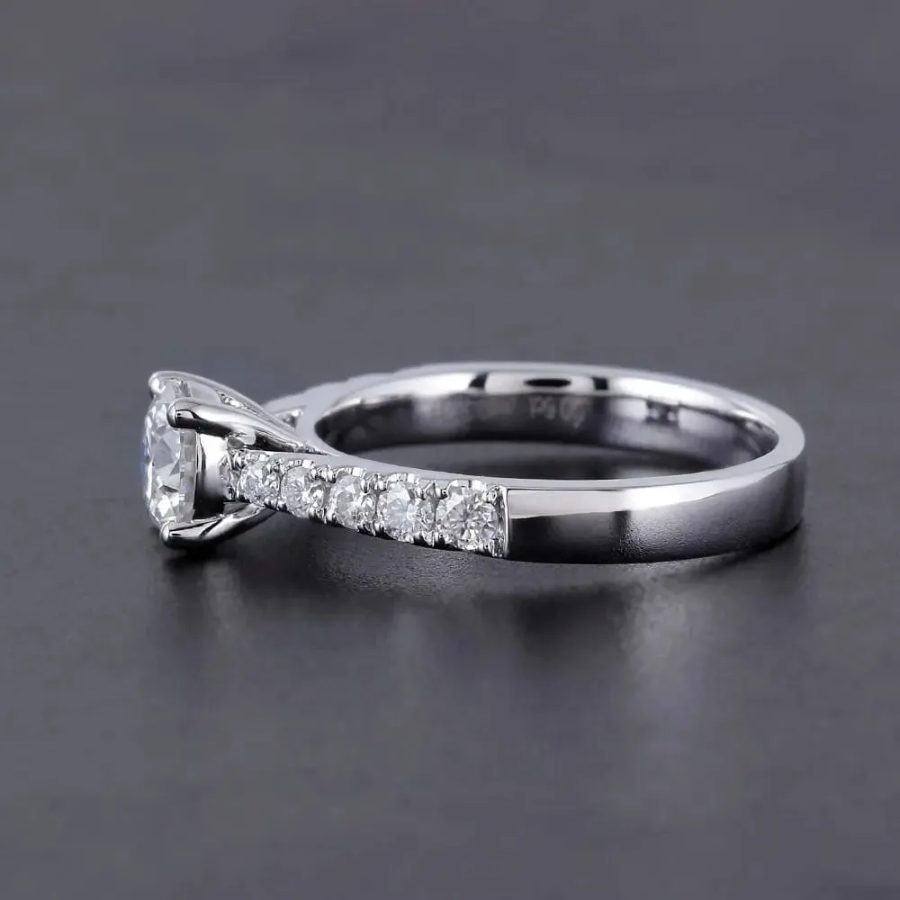 14k White Gold Moissanite Ring 0.6ct Center Stone