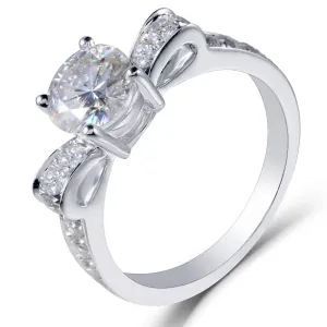 14k White Gold Moissanite Ring 1ct Center Stone