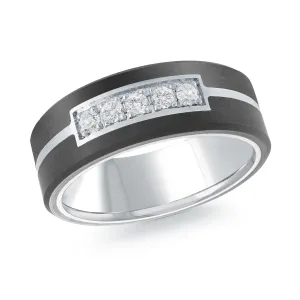 14K White Gold Ring from the Noir Collection by Malo - MRDA-161-8W