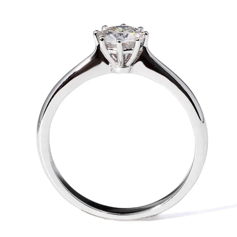 14k White Gold Solitaire Moissanite Ring 1ct