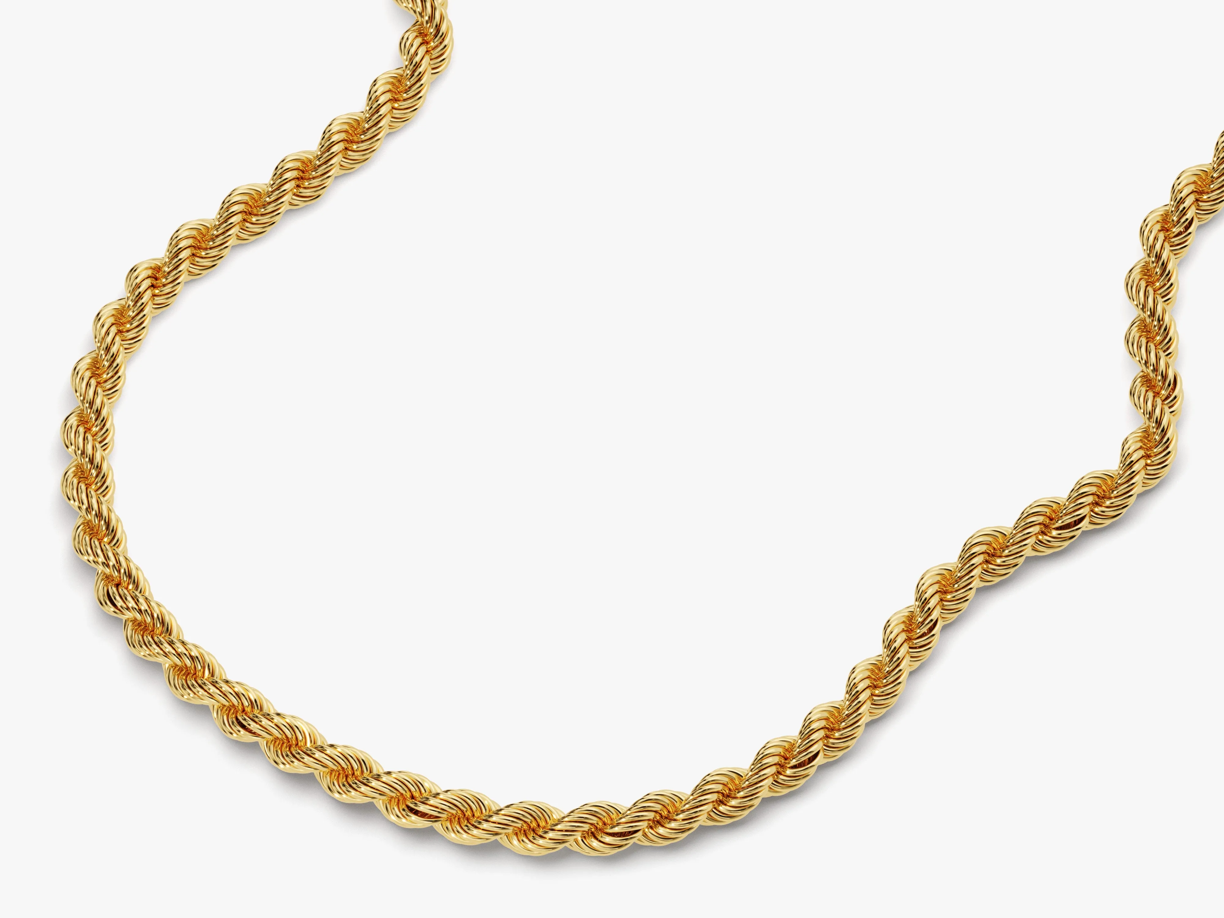 14k Yellow Gold 4.5mm Rope Chain Necklace