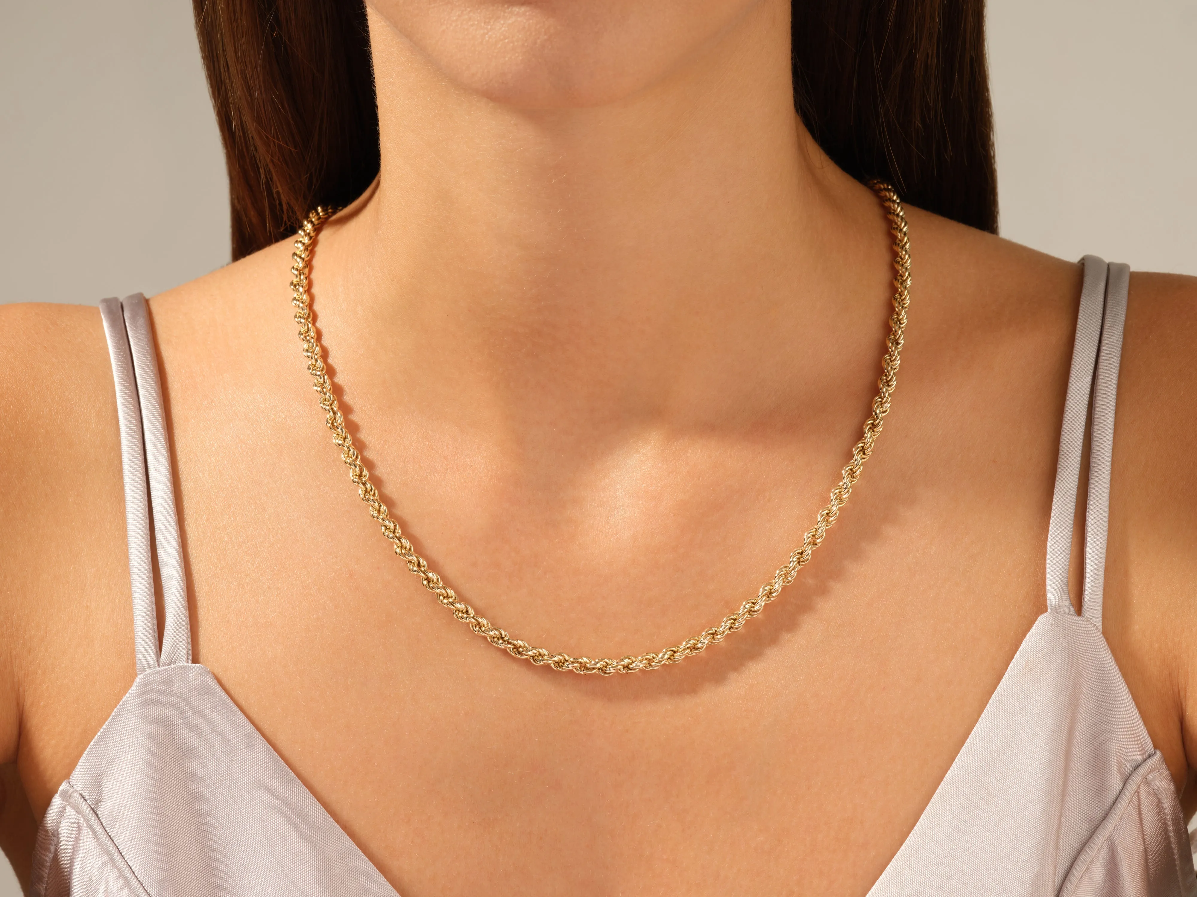 14k Yellow Gold 4.5mm Rope Chain Necklace