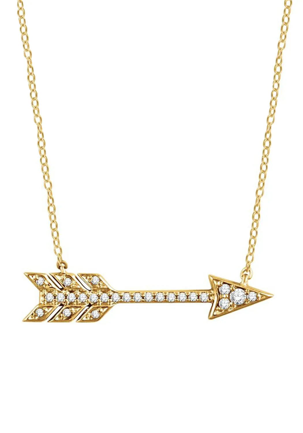 14K Yellow Gold Diamond Arrow Necklace | 18"