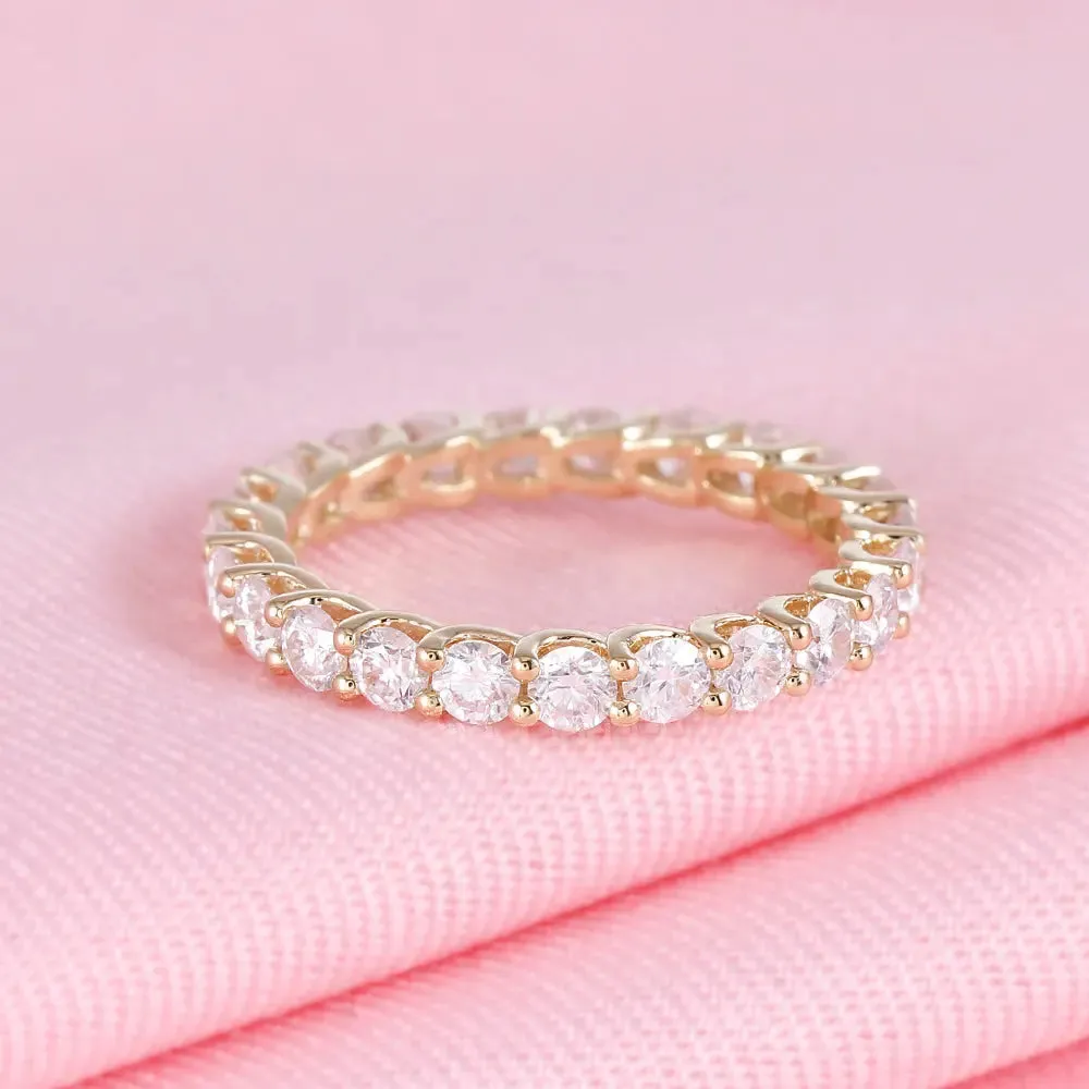 14k Yellow Gold Moissanite Eternity Ring 2ct Total