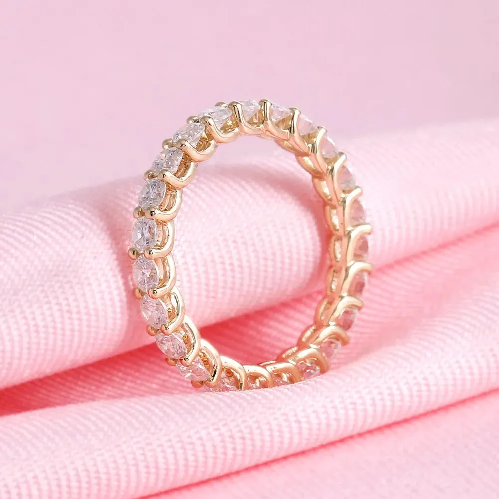 14k Yellow Gold Moissanite Eternity Ring 2ct Total