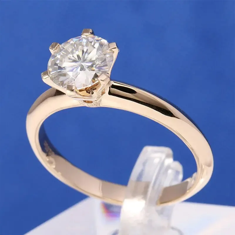 14k Yellow Gold Solitaire Moissanite Ring 2ct