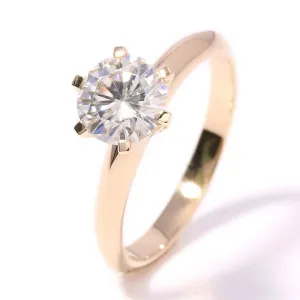 14k Yellow Gold Solitaire Moissanite Ring 2ct