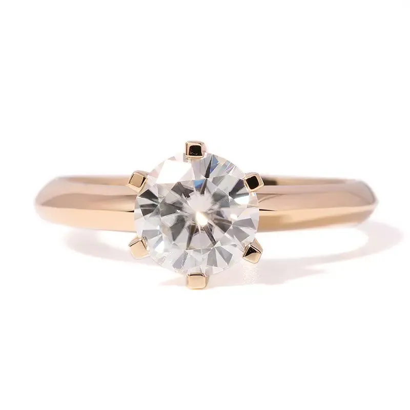 14k Yellow Gold Solitaire Moissanite Ring 2ct