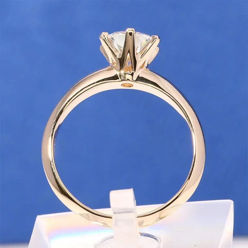 14k Yellow Gold Solitaire Moissanite Ring 2ct