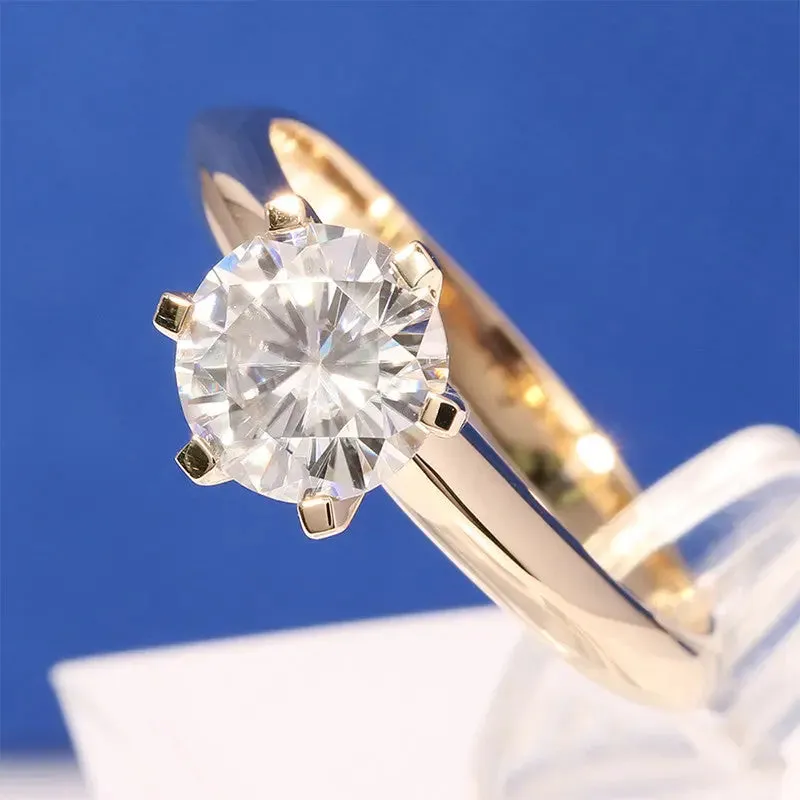 14k Yellow Gold Solitaire Moissanite Ring 2ct