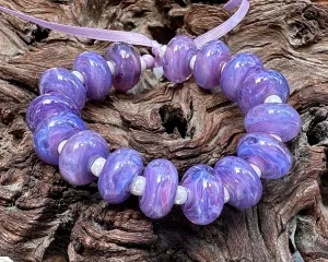 16 Purple Blue Swirls Lampwork Beads Set SRA