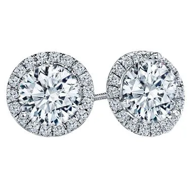 2.00 Carat T.W. Round Brilliant Cut White Gold halo Diamond Studs