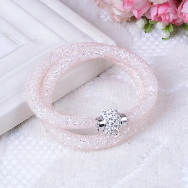 2015 NEW Fashion Jewelry Handmade Crystal Rhinestone Bracelets Women Charm Bangle Wholesale Free Shipping