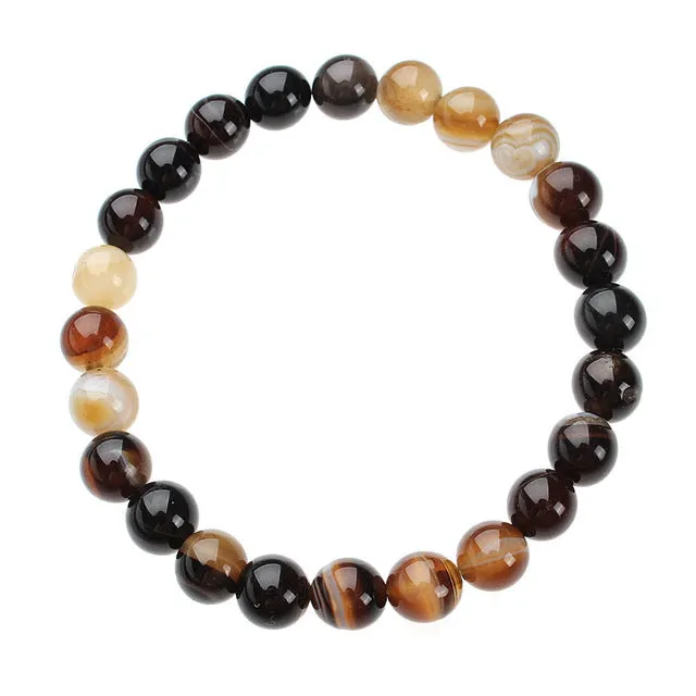 2017 Fashion Natural Stone Bracelets For Women Men Rose Quartzs Tiger Eyes Agates Beaded Yoga Bracelets Pulseira Masculina F2852