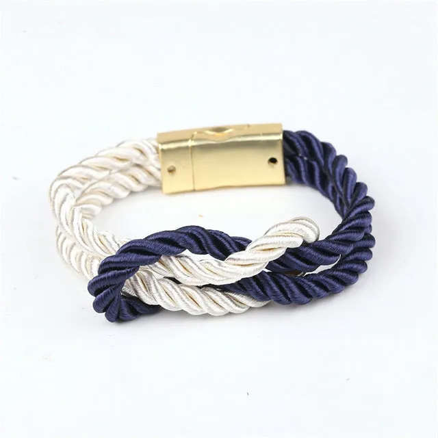 2017 Hot Fashion Bracelets Braided Rope Chain With a Magnetic Clasp With Bow Charm of Leather Men and Women Jewelry Bangles