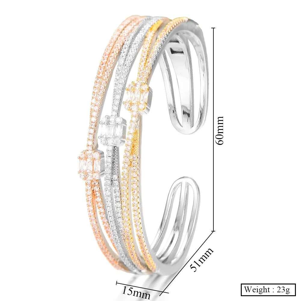 3 ROWS In 1 New Luxury Stackable Bangle Cuff