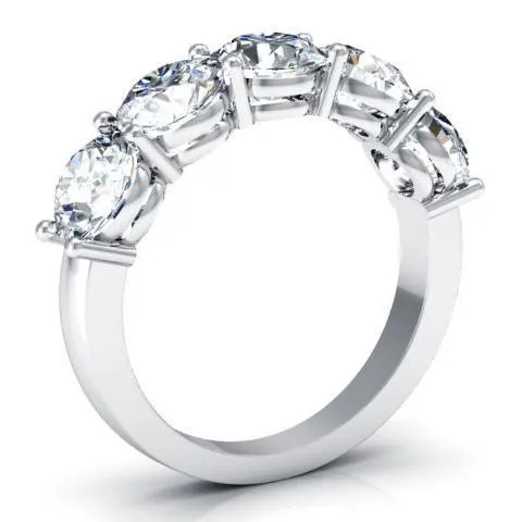 3.00cttw Shared Prong Round Lab Grown Diamond Five Stone Ring