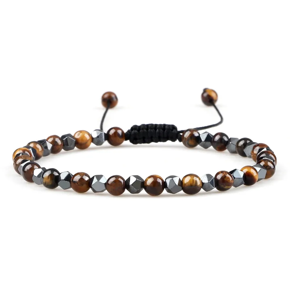 4mm Irregular Hematite Men Beaded Bracelets Natural Tiger Eye Lava Stone Beads Bracelets&Bangles Women Classic Jewelry Pulsera