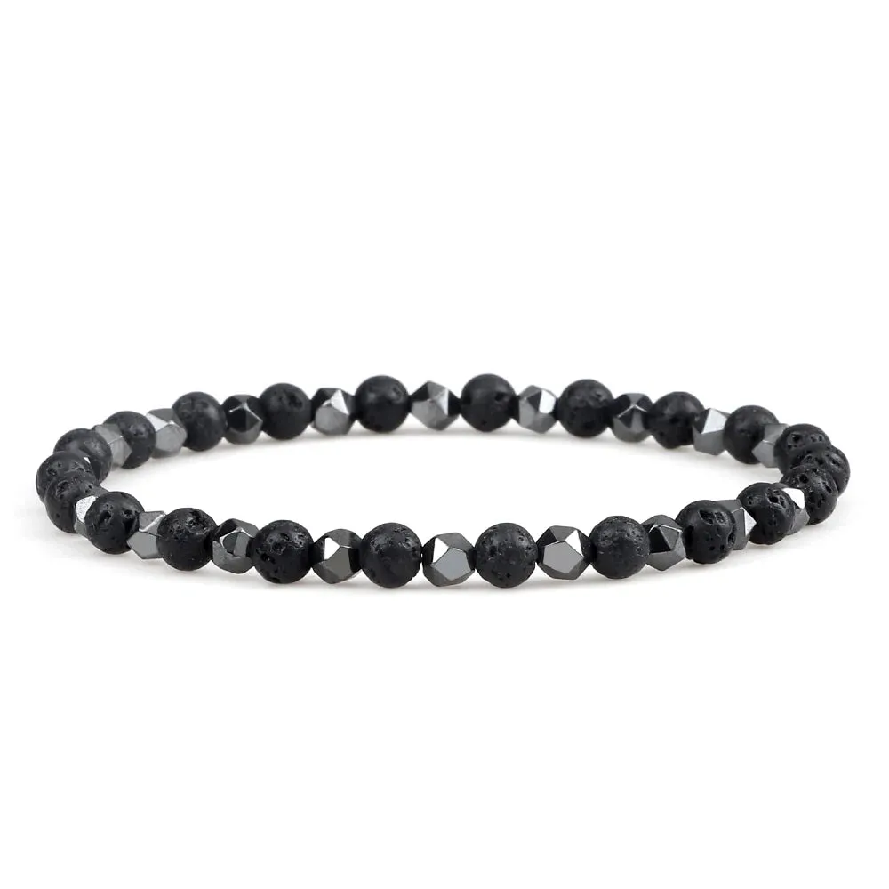 4mm Irregular Hematite Men Beaded Bracelets Natural Tiger Eye Lava Stone Beads Bracelets&Bangles Women Classic Jewelry Pulsera