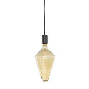 60W Diamond Shaped Grand Nostalgic Spiral E26 120V W/ Natural Marble Black Pendant Pendant by Bulbrite