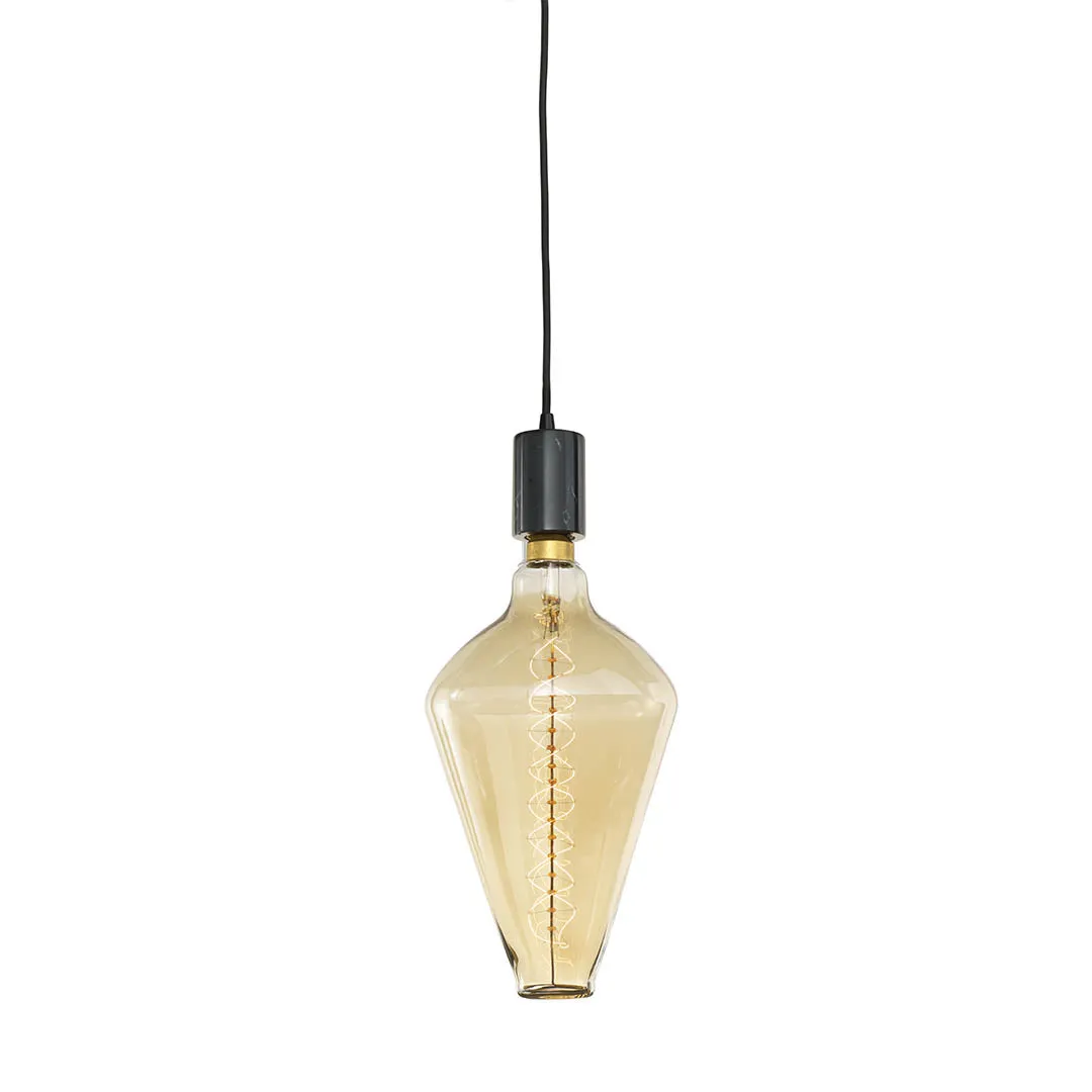 60W Diamond Shaped Grand Nostalgic Spiral E26 120V W/ Natural Marble Black Pendant Pendant by Bulbrite