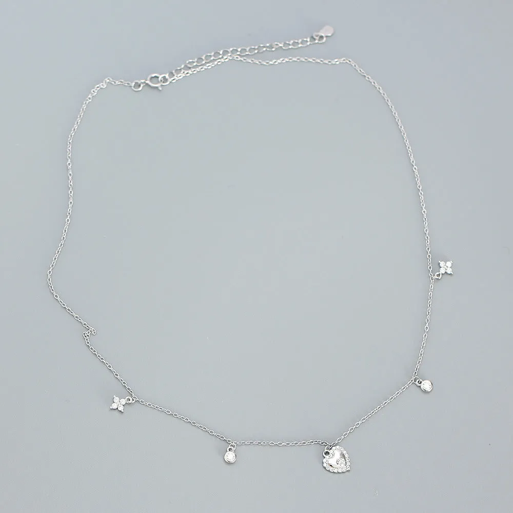 925 Sterling Silver Cute & Edgy Heart Heart Silver Necklaces