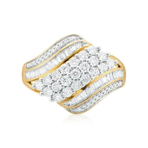 9ct Yellow Gold Round Cut 1.00 Carat tw Diamond Ring