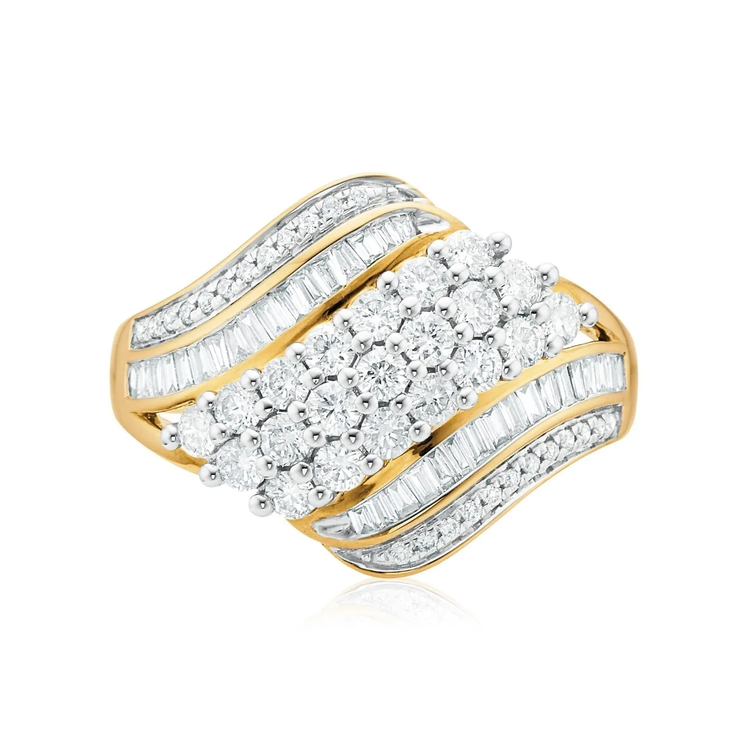 9ct Yellow Gold Round Cut 1.00 Carat tw Diamond Ring