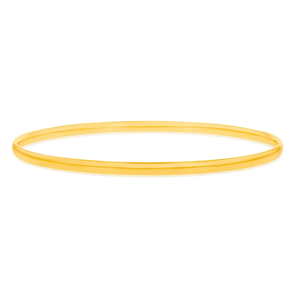 9ct Yellow Gold Silverfilled Light Weight 3mm X 65mm Bangle