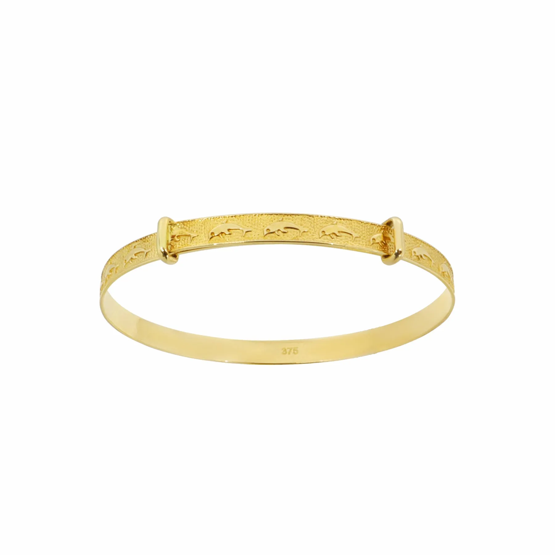 9K Yellow Gold Dolphins Expandable Baby Bangle - 20631680