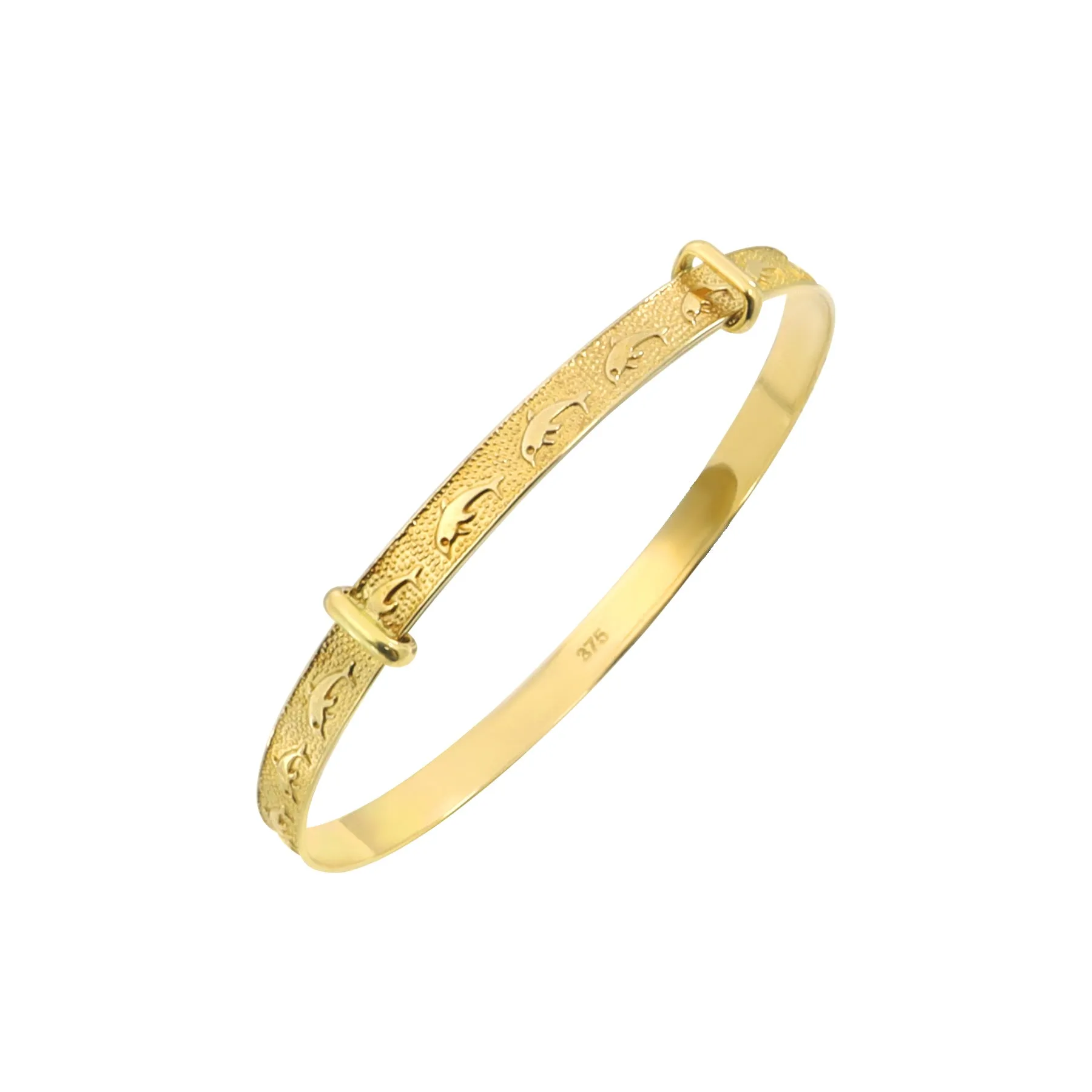 9K Yellow Gold Dolphins Expandable Baby Bangle - 20631680