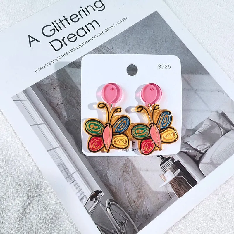 Acrylic Butterfly Earrings