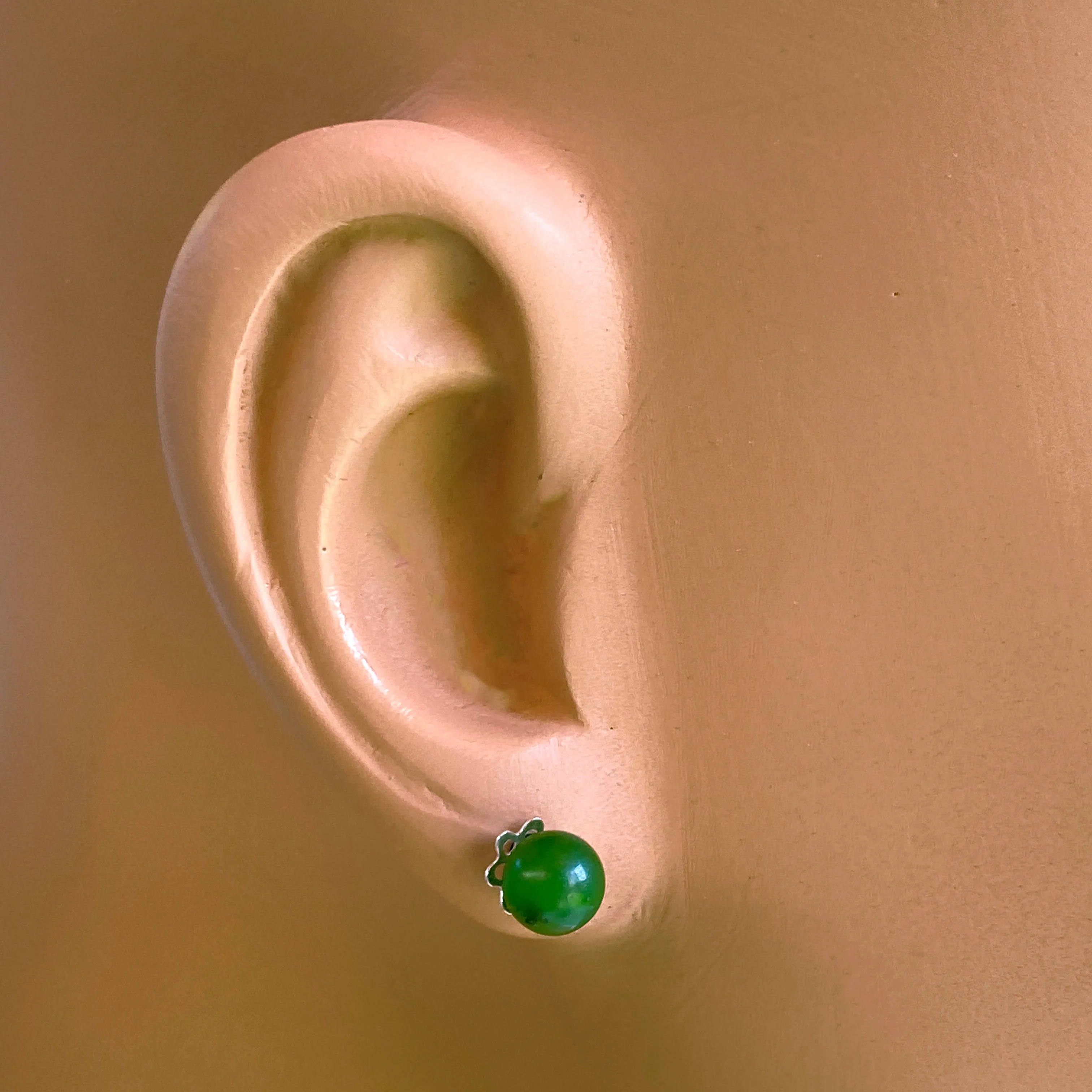 African Jade gemstone Stud Earrings