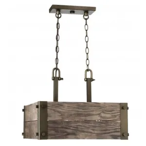 Aged Wood 4-Lights Square Pendant