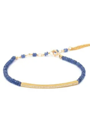 Anne Sportun 18KYG Blue Sapphire Diamond Bar Bracelet | 7.75"