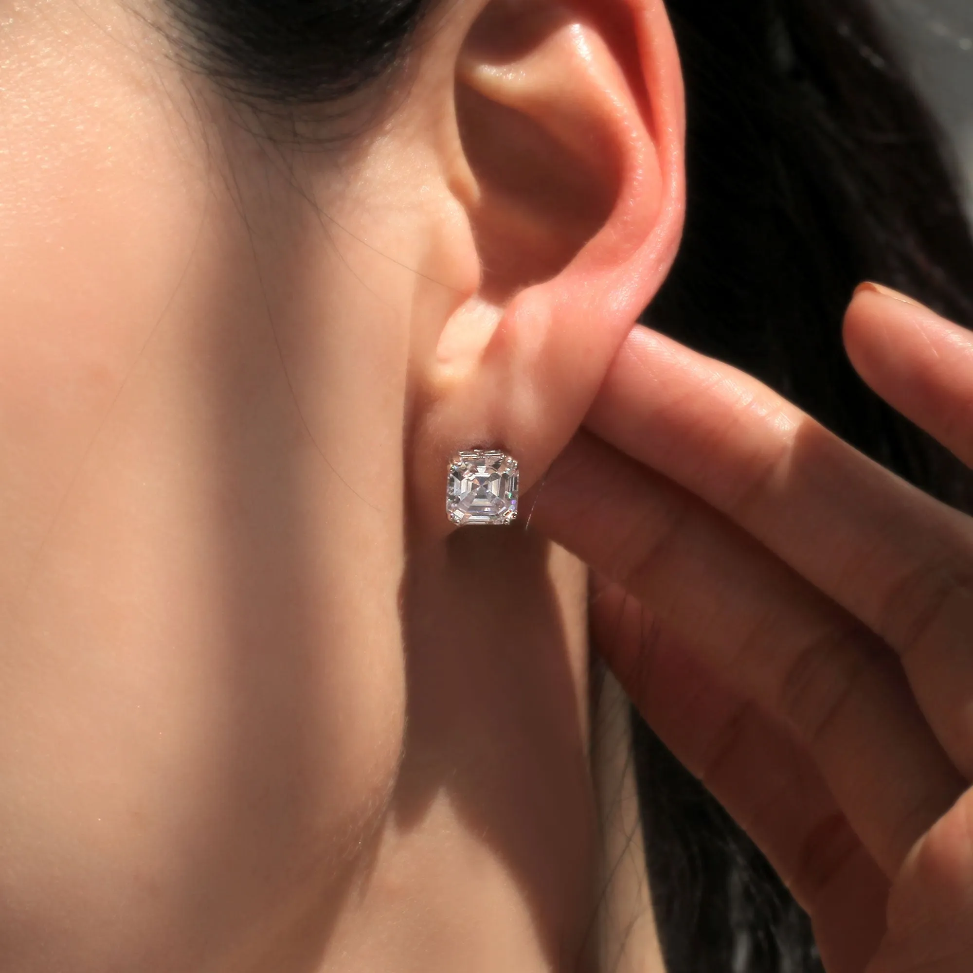 Asscher stud earrings