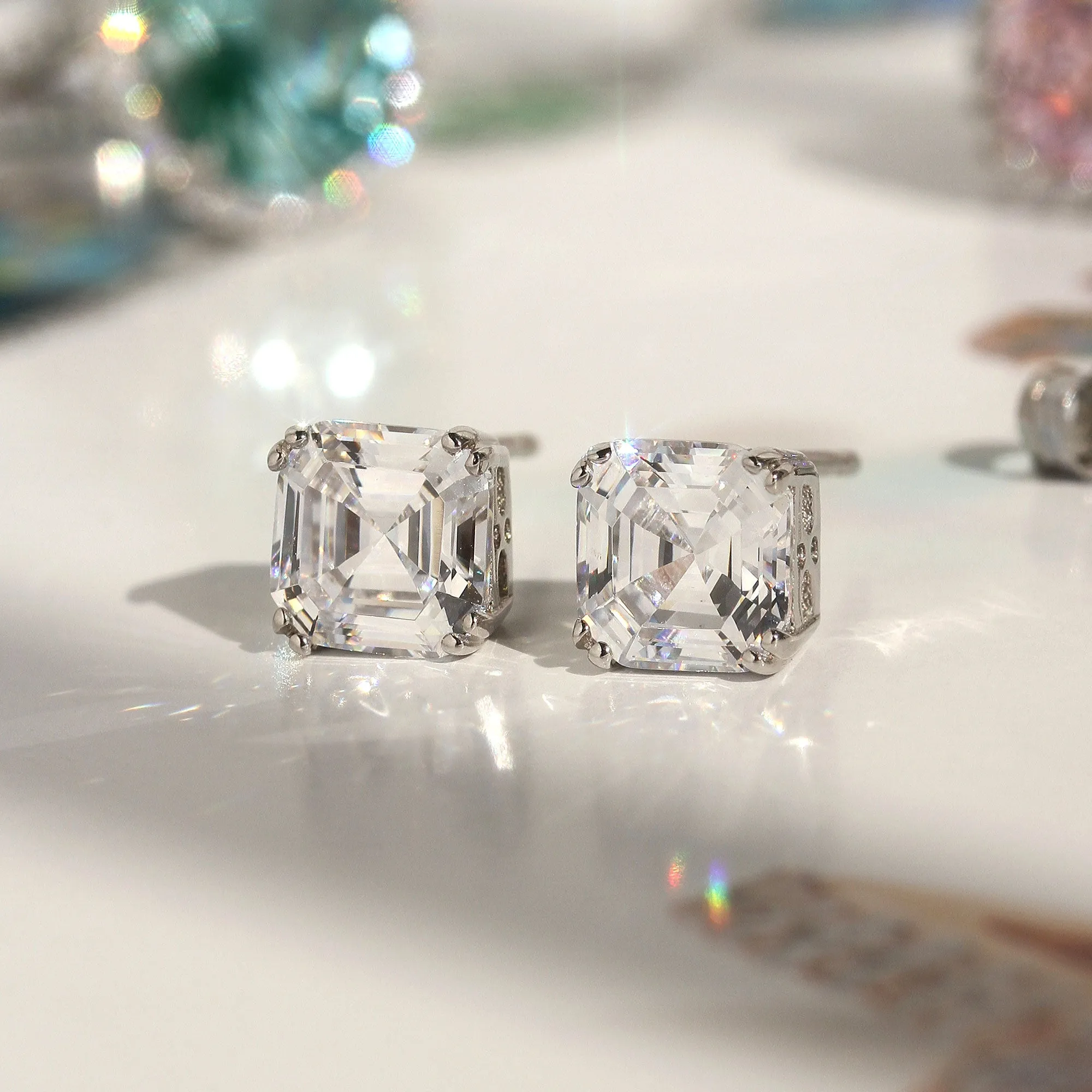 Asscher stud earrings