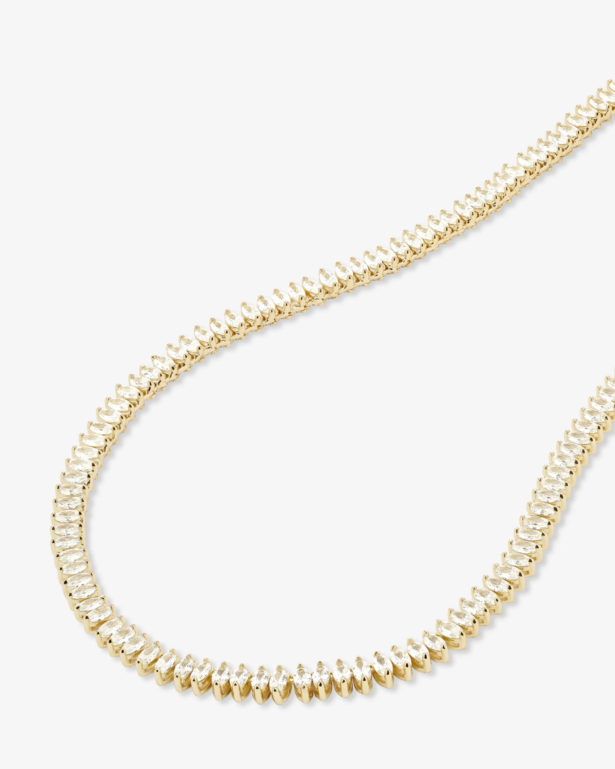 Baby "She's So Fine" Tennis Necklace 16" - Gold|White Diamondettes