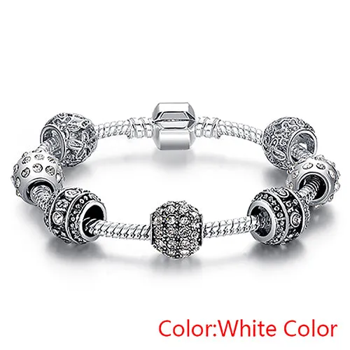 BELAWANG Fashion Women Bracelet Silver Color Crystal Bead Charm Bracelet For Women Christmas Jewelry Original Bracelets Gift