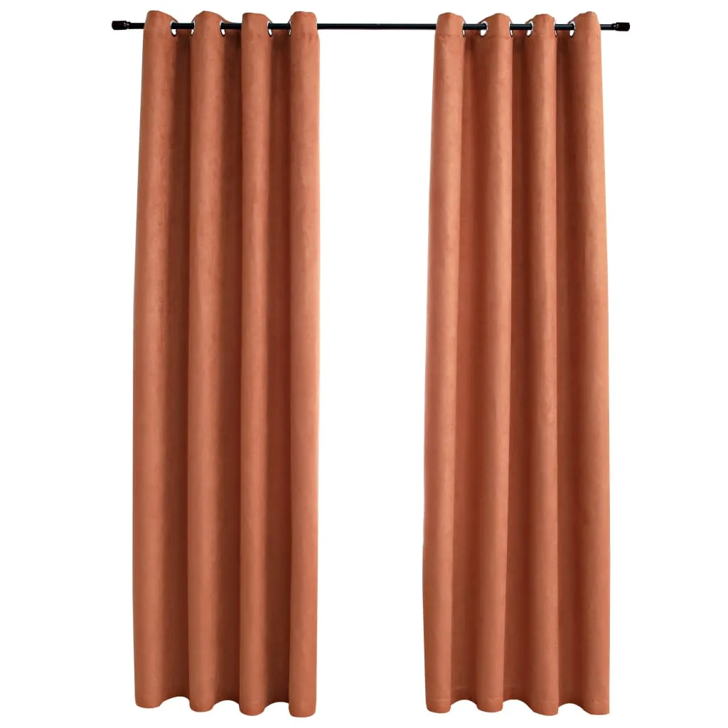 Blackout Curtains with Metal Rings 2 pcs Rust 140x175 cm