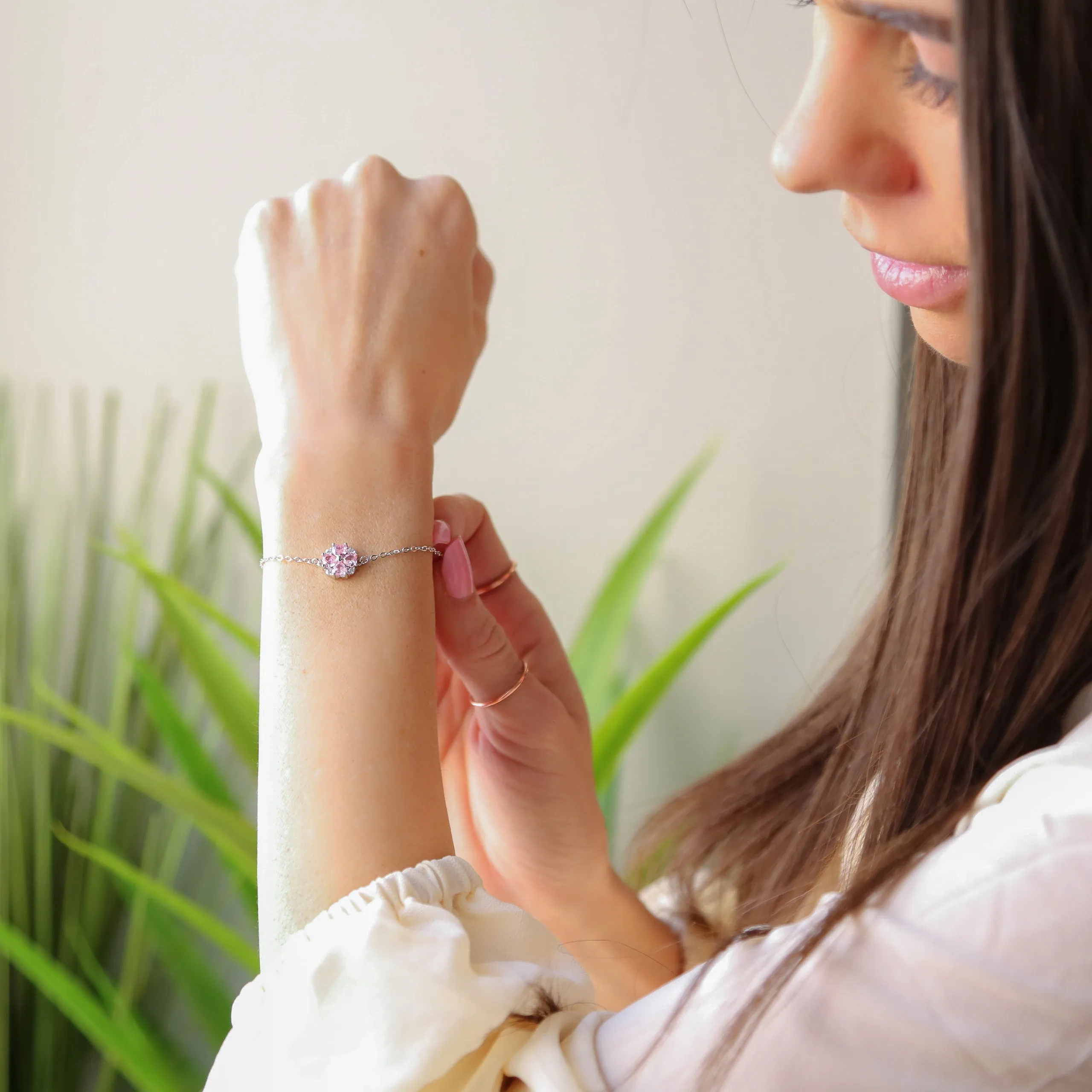 BLOSSOM Accent Bracelet - 925 Sterling Silver with Pink Zircon