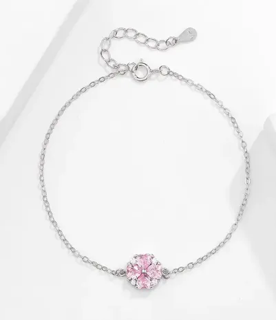 BLOSSOM Accent Bracelet - 925 Sterling Silver with Pink Zircon