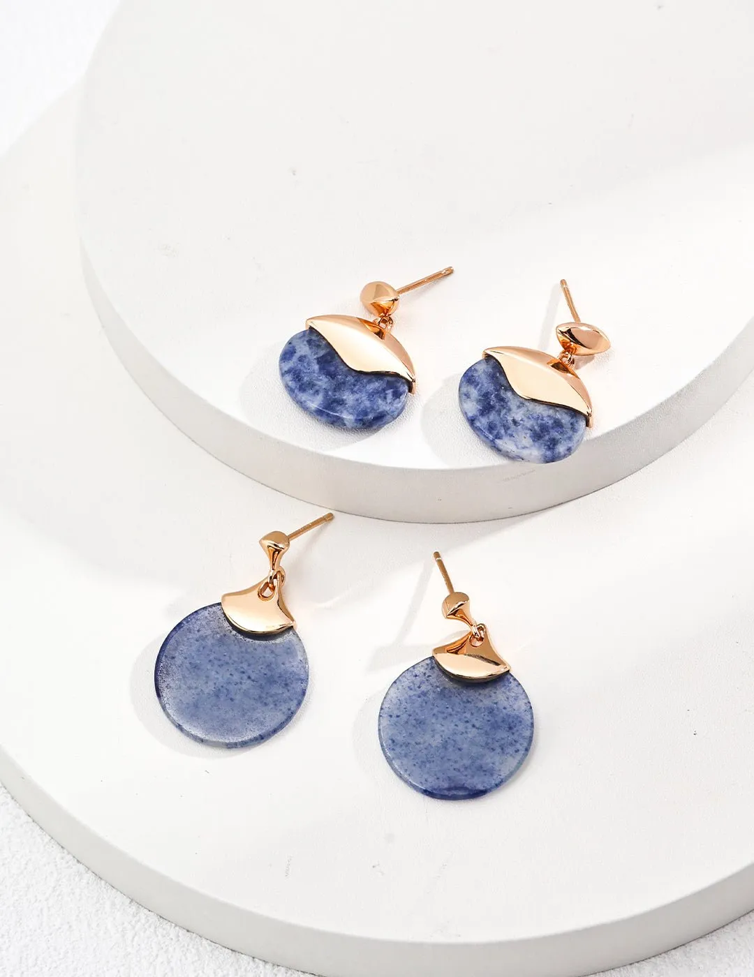 Blue Mood Vintage Oval Gemstone Drop Earrings